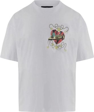 Amiri Tops, Heren, Wit, L, Katoen, T-shirt met korte mouwen