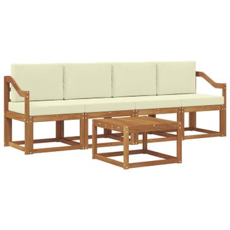 vidaXL Conjunto De Sof&aacute;s De Exterior Con Coj&iacute;n 5 Pcs Natural Y Crema Vidaxl