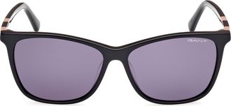 GANT Square Sunglasses in Shiny Black /Smoke at Nordstrom Rack