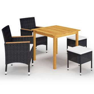 vidaXL Juego De Comedor De Jard&iacute;n De 5 Piezas Negro Vidaxl