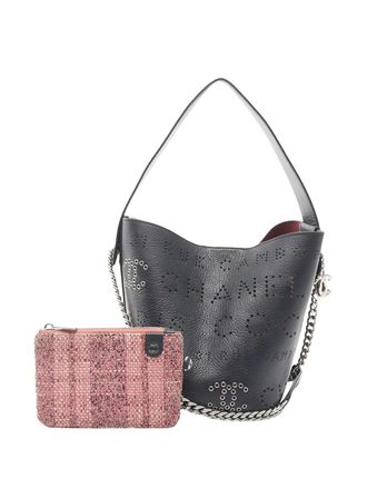 Chanel 2019 Small CC Lambskin Logo Eyelets bucket bag - Blue