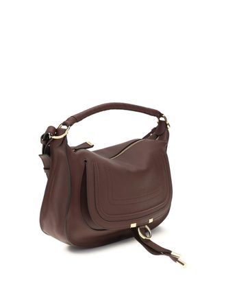 Chlo&eacute; Womens Marcie Small Shoulder Bag Dark Velvet Calf Leather Bos Taurus