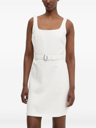 HUGO BOSS Mini-jurk met vierkante hals en ceintuur - Wit