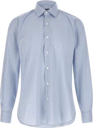 Barba Poplin Shirt - Heren - Zakelijke Overhemden - Blauw - 3XL - Katoen - Overhemden