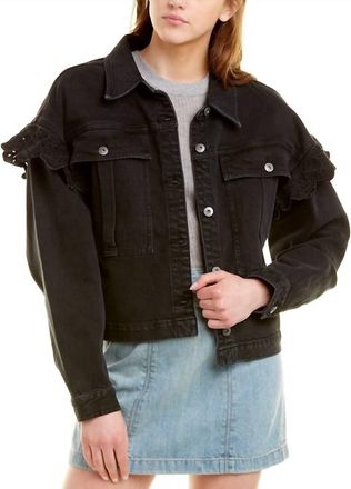 Something Navy Celeste Ruffle Jacket In Black