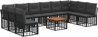 vidaXL Conjunto De Sof&aacute;s De Exterior 11 Uds. Negro Y Gris Oscuro Vidaxl