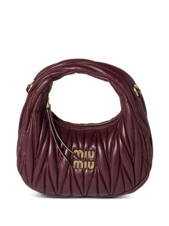 Miu Miu Wander matelass&eacute; nappa leather hobo mini-bag - Rood