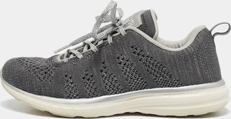 Athletic Propulsion Labs Apl Silver/grey Knit Fabric Runner Lace Up Sneakers