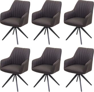 Hhg Hhg - Nunca Usado] Lote De 6 Sillas De Comedor 954, Silla De Cocina Silla Sill&oacute;n, Retro Acero Tela/textil, Gris-marr&oacute;n