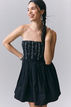 Maeve Love Script Strapless Mini Dress