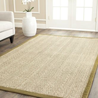 Safavieh Natural Fiber Machine Made Area rug, Natural / Olive Solid / Tonal Style Easy Care