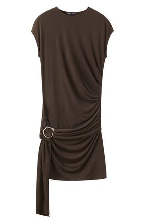 Mango Vestido Side Drape Top in Brown at Nordstrom, Size 10