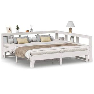 Berkfield Home Bookcase Bed without Mattress White 200x200cm Solid Wood Pine | Size: 200x200 cm