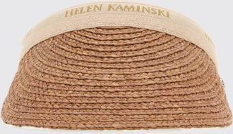 Helen Kaminski Bianca Woven Raffia Visor with Jacquard Logo