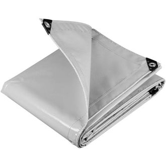 Woltu Lona Impermeable Lona De Protecci&oacute;n Duradera Con Ojales Para Muebles Jard&iacute;n Piscina Coche Pvc Grisclaro 3x4m 500 G/m2 - Woltu