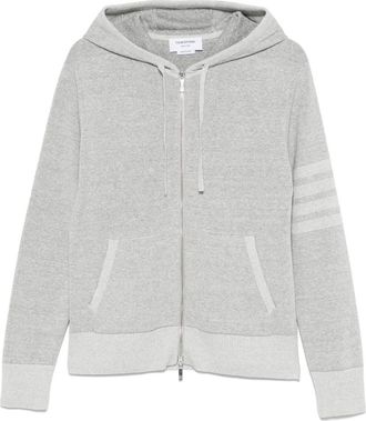 Thom Browne Felpa con cappuccio, zip e dettaglio a 4 righe - Grigio
