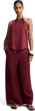 Onia Air Linen Drawstring Wide Leg Pant in Dark Cherry at Nordstrom, Size X-Small