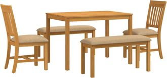 vidaXL Conjunto De Comedor 5 Uds. Beige Madera De Roble S&oacute;lido Vidaxl