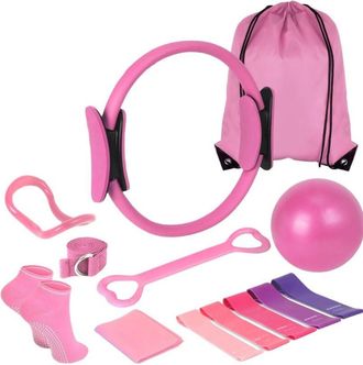 OEM Kit De Pilates Artifact Para Moldear El Cuerpo - 13 Piezas: Pelotas De Yoga, Aro De Yoga, Banda De Resistencia, Calcetines El&aacute;sticos De Yoga - Accesor