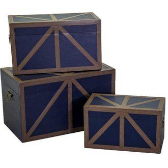 Vacchetti Ba&uacute;l De Madera Ecopiel Azul Rectangular 1-3 Cm68x38h40