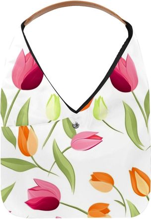 Generic Tulip Painting Reusable Lightweight Grocery Bags - Foldable Into Compact Pouch, Washable & Sturdy, Multipurpose for Shopping and Travel