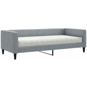 vidaXL Sof&aacute; Cama Con Colch&oacute;n Tela Gris Claro 90x190 Cm Vidaxl