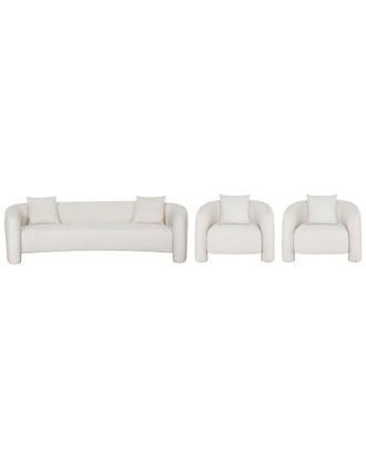 Manhattan Comfort 3Pc Modern Sylvia Tweed 103.5In Sofa & 2 Accent Chairs With Accent Pillows
