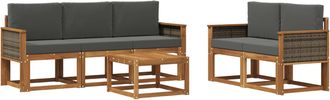 vidaXL Conjunto De Sof&aacute;s De Exterior 6 Uds. Natural Y Antracita Vidaxl