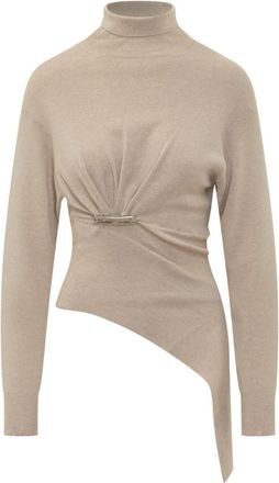 Lanvin Beige Solid Turtle Neck Sweater
