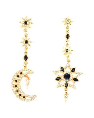 Eyecandy LA Eye Candy La Crystal Star And Moon Drop Earrings