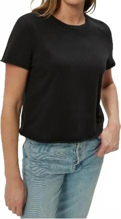 Michael Stars Jackie Raw Edge Short Sleeve Daily Crew Tee In Black