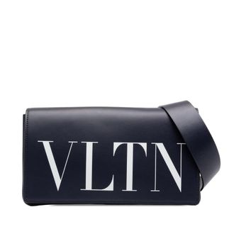 Valentino Pre-owned Valentino Leather VLTN Flap Crossbody Unisex 8I8WJJCQA3BICVTX