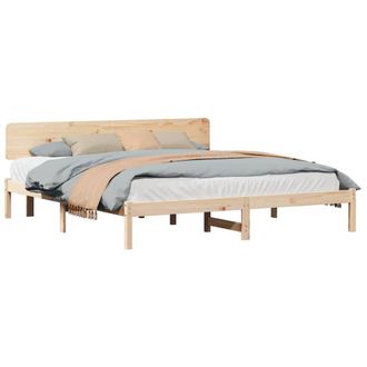 Berkfield Home Modern Bed Frame with Headboard 180x200 cm Solid Pine Wood in Beige