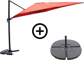Concept Usine Conjunto de sombrilla terracota 3x4m y 4 losas de lastre