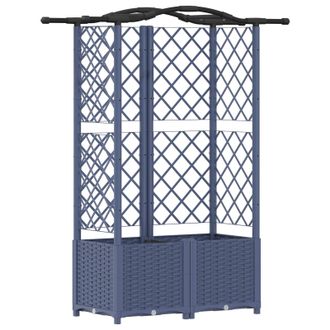 vidaXL Cama Elevada Con Trellis Y Techo Gris 122 X 40 X 141 Cm Pp Vidaxl