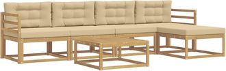 vidaXL Conjunto De Sof&aacute;s De Exterior 6 Uds. Y Beige Poli&eacute;ster Vidaxl