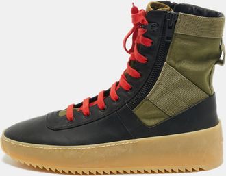 Fear of God Green/black Leather And Canvas Jungle High Top Sneakers