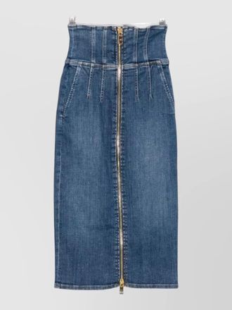 Elisabetta Franchi denim high-rise midi pencil skirt