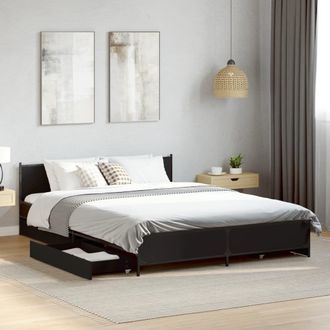 Berkfield Home Bed Frame with Drawers without Mattress Black 135x190 cm Double