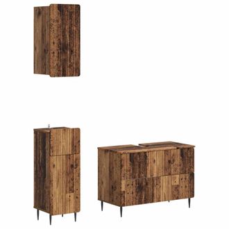 vidaXL Juego De Armarios De Ba&ntilde;o De 3 Piezas Zwolle Madera Envejecida Vidaxl