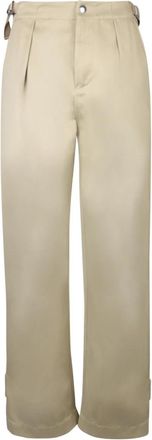 Burberry Side Buckle Pants - Dames - Straight fit broeken - Beige - XS - Katoen - Broeken