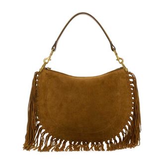 Isabel Marant Oskan Soft Fringed Shoulder Bag - Dames - Tassen - Bruin - Maat: ONE Size Su&egrave;de