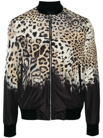 Roberto Cavalli Bomberjack met luipaardprint - Beige
