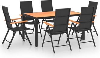 vidaXL Juego De Comedor Para Jard&iacute;n 7 Piezas Negro Y Marr&oacute;n Vidaxl