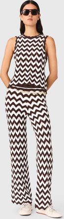 Maje Zigzag Crochet Top - Brown/white - Maje