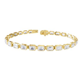Diamond2Deal 14k Yellow Gold 10 Carat Radiant Cut Lab Grown Diamond fancy Tennis Bracelet 7