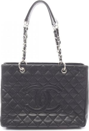 Chanel Black Grained Calfskin Handbag Tote Bag (Pre-Owned)