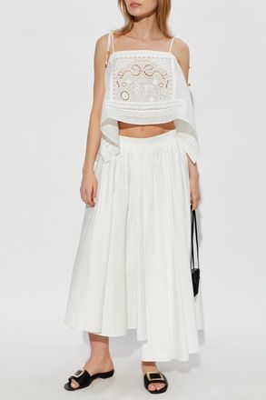 Self Portrait Short Openwork Top, Womens, White