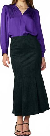 Current Air Fitted Silhouette Pleated Midi Skirt In Dark Green