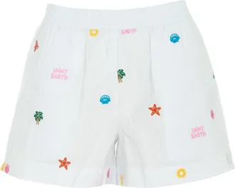 MC2 Saint Barth White Embroidered Relaxed Fit Shorts